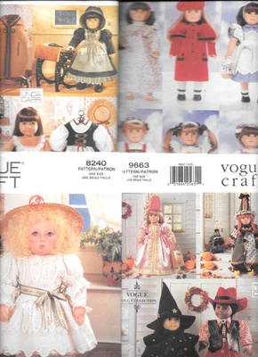 Lot of (4) UNCUT Doll Clothes Patterns 3 Vogue + Butterick  Doll 18" Linda Carr - Image 1 of 4