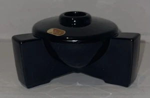 Single Vintage Fostoria Black Glass Candle Holder 3 Legged Mid-Century Modern - Picture 1 of 4