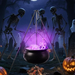 Halloween Decorations Outdoor, Large Witch Cauldron, Halloween Decor, with La... - Foto 1 di 8