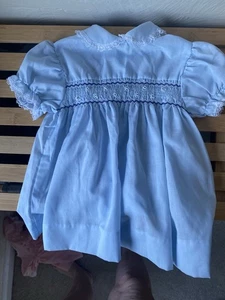 Vestido Heskia Vintage Baby Smock Azul Talla 18 Meses Talla Muñeca Grande - Imagen 1 de 8