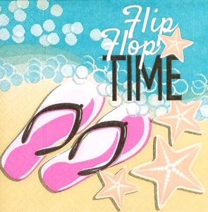 Z138# 3 servilletas de papel pequeñas individuales para chanclas rosa decoupage junto al mar - Imagen 1 de 12