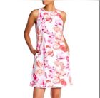 Tommy Bahama Womens Blue And Pink Floral Hawaiian Maxi Dress Size Medium