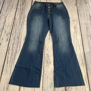 ACCOMSOUL Women Bootcut Bell Bottom Jeans Stretchy Jeans High Waisted Sz L - Picture 1 of 15