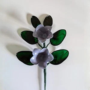 Glasharz Draht Blumen 3 Stiele und klare Knospen Vase - Bild 1 von 1