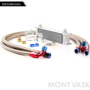 10 Row 10AN Universal Aluminum Engine Oil Cooler + Filter Relocation Kit - Picture 1 of 8