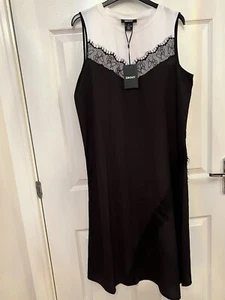 DKNY Black And White Lace Detail Dress Size UK Small BNWT - Picture 1 of 5