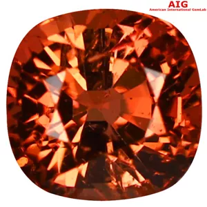 3.14 ct AIG Certified Remarkable Cushion (8 x 8 mm) Orange Pink Tourmaline - Picture 1 of 2