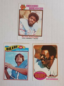 1970s Houston Oilers Cards 3. Dan Pastorini Ken Burrough And Earl Campbell RC...