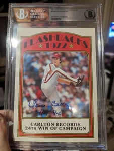 Steve Carlton Signed 2021 Topps Archives Card Beckett 5X7 PHILADELPHIA PHILLIES - Picture 1 of 3