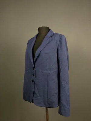 Sonia Rykiel 海军蓝优雅羊毛粘纤纽扣西装外套夹克,尺寸 40/M — 第 1/4 张图片