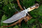 Huntsman's Custom-Made Hand Forged Damascus Blade DogBone Bowie Replica In Stag