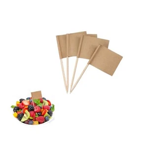 100Pcs/Bag Blank Toothpick Flags Paper Buffet Cheese Food Labels with Wooden ... - Picture 1 of 7