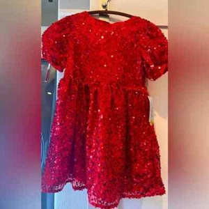 Girls' Short Puff Sleeve Sequin Dress - Cat & Jack - Picture 1 of 2