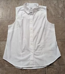 NWT J.Crew Factory Size M Women's White Sleeveless Collared Perfect Fit Top 4133 - Picture 1 of 3