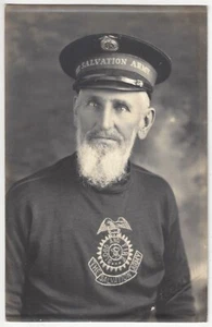 1917 WWI Ära Studio ECHTFOTO Hübscher bärtiger Heilsarmee Mann, Blut & Feuer - Bild 1 von 2