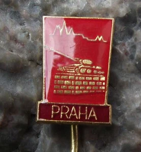 Vintage Prague Praha Monument to Soviet Tank Crews T34 Russian Armour Pin Badge - Picture 1 of 2