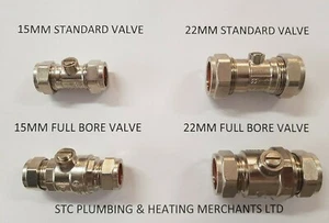 Isolation Valves 15mm 22mm Standard Full Bore Ballofix type Iso Plumbing DIY - Picture 1 of 9