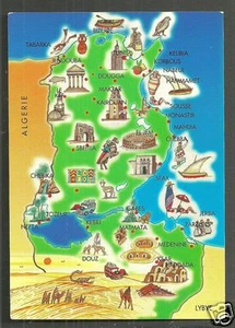 Map postcard Tunisie Tunisia Eagle Africa - Picture 1 of 1