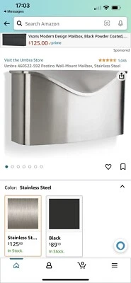 Umbra 460322-040 Postino Wall-Mount Mailbox, Black - Image 1 of 2