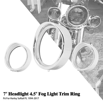 7" Scheinwerfer 4,5" Nebellicht Visier Zierring Für Harley Softail Slim 94-2017 - Image 1 of 4