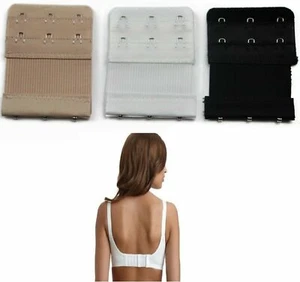 Bra Extender Extension 3 Hook Pack Of 3 Clip On Strap Elastic Black White Nude - Picture 1 of 6