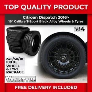 FITS CITROEN DISPATCH 16> CALIBRE T-SPORT GLOSS BLACK LOAD RATED WHEELS & TYRES - Picture 1 of 10