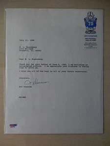 Papelería Art Donovan Autografiada 8 1/2" X 11" con Certificado de Autenticidad PSA/ADN - Miembro del Salón de la Fama - Imagen 1 de 4