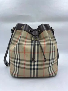 Burberry Vintage Nova Check Shoulder bag Drawstring Bucket Beige Bag - Picture 1 of 13