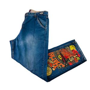 VTG FUBU x Harlem Globe Trotters Men's 5-Pocket Jeans Pants Blue • 38x34