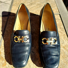 Salvatore Ferragamo Womens Size 10B LEFT & 9.5B RIGHT Boutique Blue Loafer Shoes
