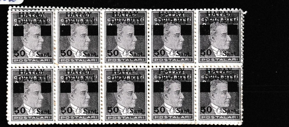 Turkey Hatay SC 3 Bloco de 10 Lilás MNH (4gcz) - Imagem 1 de 1