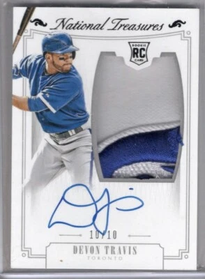 2015 Panini National Treasures Devon Travis RC Auto Patch 10/10 Blue Jays - Image 1 of 2