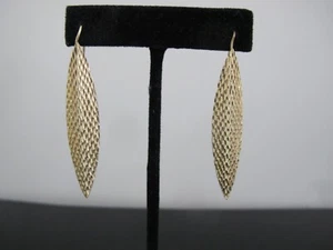 MODERNIST 14k Yellow Gold LEAF Shaped Dangle Drop Earrings - Picture 1 of 6