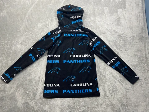 Carolina Panthers Pajamas Women’s Medium Black Sleepwear Fleece Hoodie Team Logo Cover