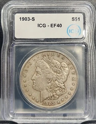 1903 S MORGAN SILVER DOLLAR $1 ICG CERTIFIED EF 40 EXTRA FINE (301) - Image 1 of 4
