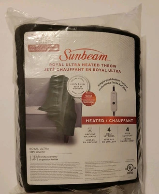 Manta eléctrica Sunbeam Royal ultra térmica 4 ajustes de calor XL 50x60" cálida Foto 1 de 4