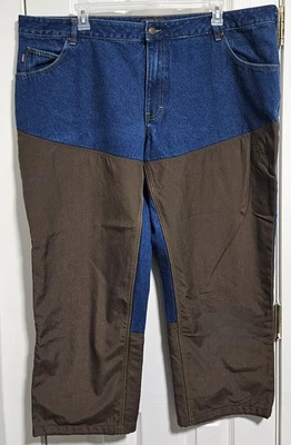 Pantalones de mezclilla CABELAS con cepillo cuello áspero Upland Hunt doble rodilla lavado oscuro marrón 48x30 Foto 1 de 3