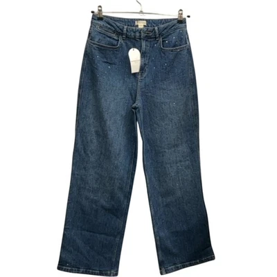Monsoon Mid Authentic Blue Jeans Studded Wide-Leg Size 12 UK 4187 - Image 1 of 4