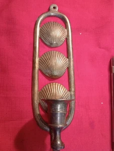 Vintage 10" Brass Seashell Candle Holder - Picture 1 of 2