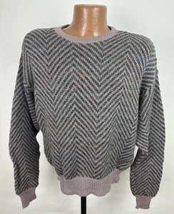 Suéter tejido espiga vintage años 80 90 mezcla de lana de algodón rayas coloridas GRANDE - Imagen 1 de 18