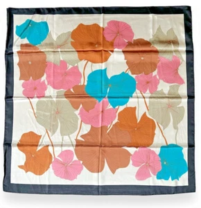 Blumenschal 35” x 35” rosa blau beige Blumen Unisex Kopftuch gebunden - Bild 1 von 2