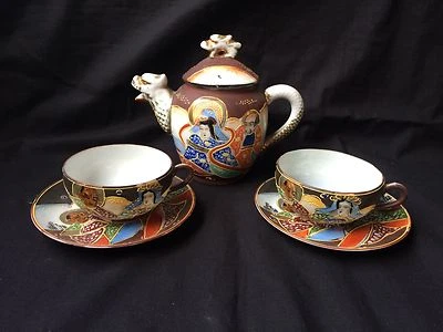 Antique tea set Japanese Meiji Period SATSUMA Pottery . Marked - Image 1 of 4