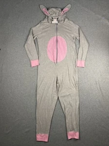 Bunny Rabbit One Piece Jumpsuit DressUp Hood Zip Grey Womens Size Medium M - Picture 1 of 5