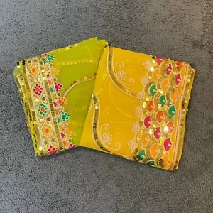 Bufanda con red/Dupata | Mantón de novia | Mantón de boda | Regalo de boda | Dupatta - Imagen 1 de 9