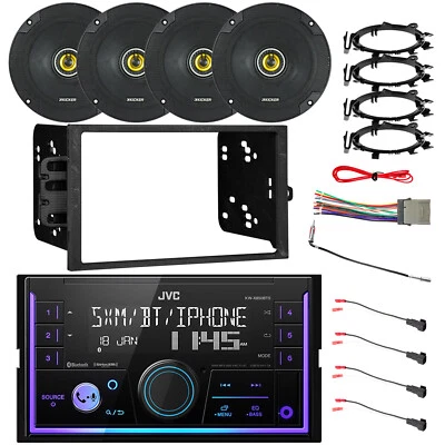 Receptor USB Bluetooth JVC 2DIN, 4x 6,5" 300W alto-falante de carro, kit de instalação 95-up GM - Imagem 1 de 4