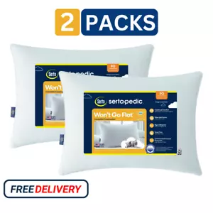 (2 pack) Sertapedic Won't Go Flat Bed Pillow, Standard/Queen - Picture 1 of 1