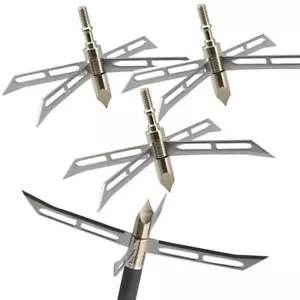 Archery Hunting Arrowheads Blade Broadheads Screw Tips Large Cut Bow Shooting - Picture 1 of 12