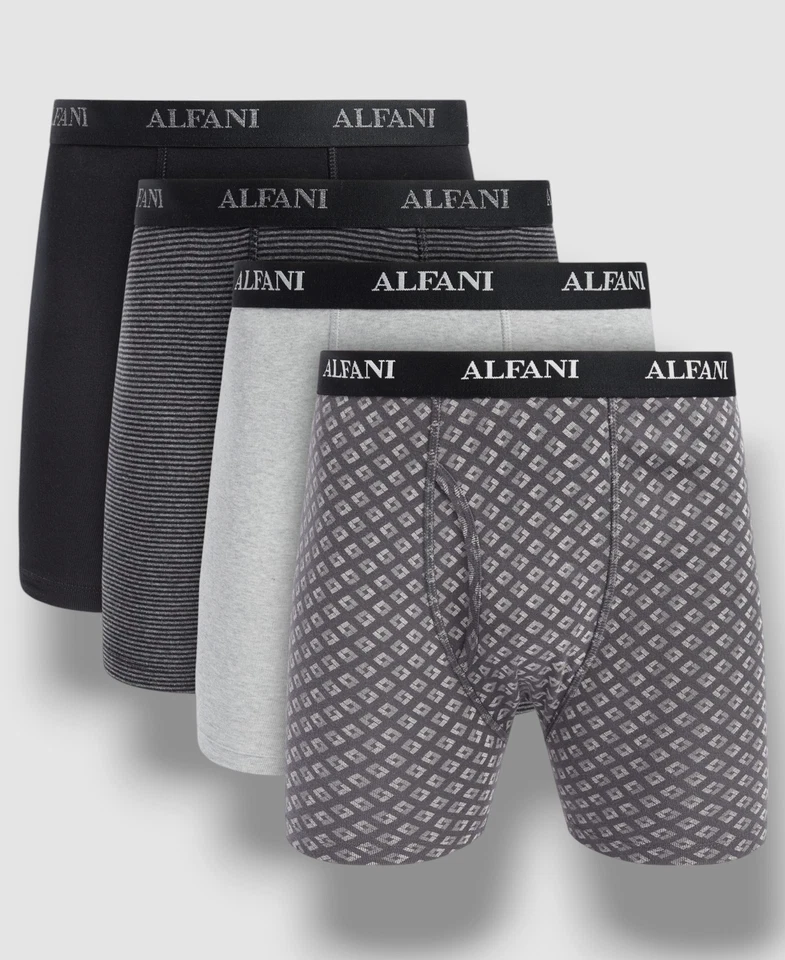 ALFANI Mens Boxer Briefs Small Gray 4-Pack Tagless 100 Cotton