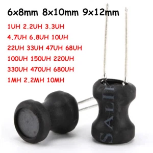 1UH - 10MH 6x8mm 8x10mm 9x12mm Ferrite Choke Induttore H Parola Induttore Bobina Nero - Foto 1 di 6