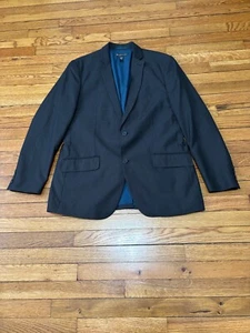 INC International Concepts Mens Blazer Jacket Size L 42R Black Gray Pinstriped - Picture 1 of 5